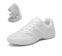Womens Girls Cheer Cheerleading Shoes White Dance Jazz Sneaker Trainer Lace Up Yoga Gymnastics Aerobics Training Competition Shoes 34