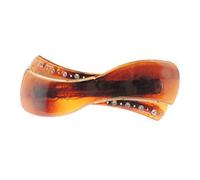 Womens Girls Classic Bow Swirl Glossy Tortoiseshell Brown Wedding Birthday Party Evening Ponytail Fine Medium Hair Accessories Occasion Barrette Hairpin Silver Tone Metal French Spring Clip