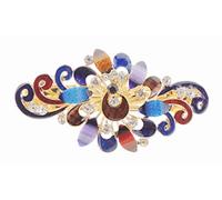 Womens Girls Crystal Rhinestone Diamante Wedding Birthday Party Evening Ponytail Fine Medium Hair Accessories Occasion Barrette Hairpin Grip French Spring Clip Enamel Peacock Flower (Multi)