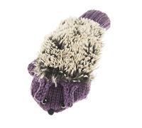 Womens Girls Cute Animal Face Knitted Knit Thermal Fleece Lined Warm Winter Outdoor Hiking Cold Weather Skiing Snowboarding Christmas Birthday Hand Warmers Gloves Mitts Mittens Hedgehog (Purple)