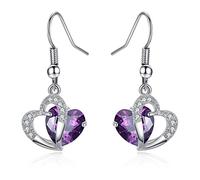 Women's/Girl's Earrings Silver 925 Sterling Earrings With Amethyst And Clear Simulated Sapphire Elegant Heart Shape Fashion Earrings Hypoallergenic Sapphire purple
