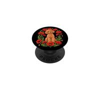 Womens Girls Flowers Apricot Mini Miniature Toy Poodle Lover PopSockets Adhesive PopGrip