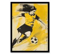 Womens Girls Football Fan Soccer Goal Footie Framed Art Print Artery8 Yellow A4