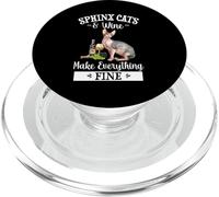 Womens Girls Funny Wine Fine Sphinx Cat Lover PopSockets PopGrip for MagSafe