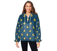 Womens Girls Hoodie Rubber Duck Fluffy Fleece Sweaters Jumper Pullover Animal Duck,1/4 Zip Girl Hoodies Hooded Sweatshirt Multi