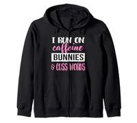 Womens Girls I Run On Bunnies & Caffeine Bunny Lover Zip Hoodie