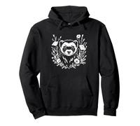 Womens Girls Kid Aesthetic Wildflower Botanical Ferret Lover Pullover Hoodie