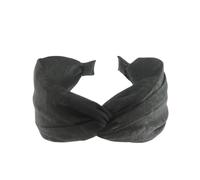 Womens Girls Knotted Top Knot Twist Twisted Turban Fabric Summer Accessory Wedding Guest Headpiece Formal Dance Party Birthday Silk Look Headband Hair Alice Band (Black)