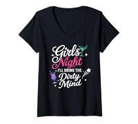 Women's Girls Night I'll Bring The Dirty Mind Inappropriate Jokes V-Neck T-Shirt