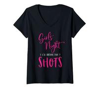 Womens Girls Night Out I'll Bring The Shots Funny Matching Party V-Neck T-Shirt