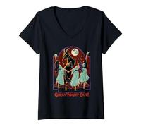 Womens Girl's Night Out Witches Retro Vintage Funny Adult Humor V-Neck T-Shirt