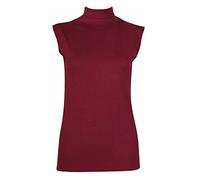Womens Girls Plain Polo Neck Vest Ladies Stretch Turtle High Neck Vest Plain Sleeveless T-Shirt Top Plus Size 8-26 (XL/XXL UK 20-22, Wine)