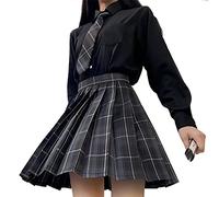 Women's Girls Pleated Skirt with Shorts High Waisted Skater Tennis School Uniform A-line Mini Skirt, Grey, X-Large