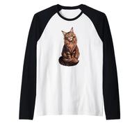 Womens Girls Sitting Brown Tabby Maine Coon Cat Lady Mom Raglan Baseball Tee