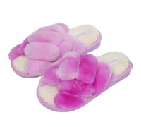 Womens & Girls Slippers Ladies Fluffy Plush House Slippers Cozy Open Toe Faux Fur Sliders for Girls Warm Sandals Indoor Winter Label Size 37-38 1672 Purple UK 4-5