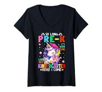 Women's Girls So Long Pre K Kindergarten Here I Come Graduation 2026 V-Neck T-Shirt