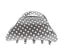 Womens Girls Strong Plastic Updo Rounded Bulldog Spider Octopus Hair Accessory Party Birthday School Gym Jaw Styling Tools Claw Clamp Black White Flowers Lines Shapes Print (Dots)