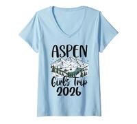 Womens Girls Trip 2026 Aspen Mountain Ski Resort V-Neck T-Shirt
