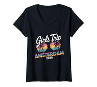 Womens Girls Trip Amsterdam 2026 V-Neck T-Shirt