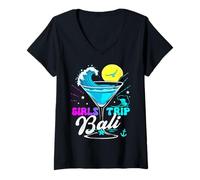 Women's Girls Trip Bali 2026 Vacation Weekend Birthday Squad V-Neck T-Shirt