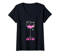 Womens Girls Trip Beach Drink Hot Springs Arkansas V-Neck T-Shirt