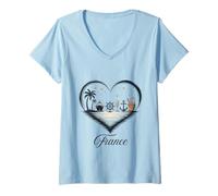 Womens Girls Trip Cruise Vacation Travel France V-Neck T-Shirt