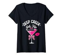 Women's Girls Trip Deep Creek 2026 Birthday Squad Vacation Weekend V-Neck T-Shirt