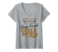 Women's Girls Trip Deep Creek 2026 Vacation Weekend Birthday Squad V-Neck T-Shirt