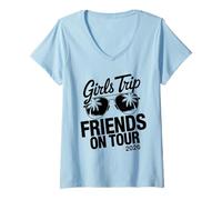 Womens Girls Trip Friends ON Tour 2026 V-Neck T-Shirt