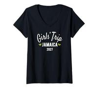 Womens Girls' Trip Jamaica 2027 | Girls Travel Vacation V-Neck T-Shirt