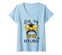 Womens Girls Trip Key Largo 2026 Summer Vacation Girls Weekend V-Neck T-Shirt