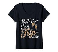 Women's Girls Trip Puerto Rico 2026 Birthday Squad Womens Weekend V-Neck T-Shirt