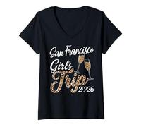 Women's Girls Trip San Francisco 2026 Birthday Squad Weekend Vacay V-Neck T-Shirt