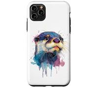 Womens Girls Watercolor Paint Illustration Sea Otter Lover Case for iPhone 11 Pro Max