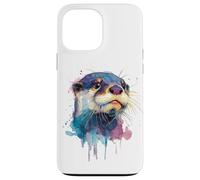 Womens Girls Watercolor Paint Illustration Sea Otter Lover Case for iPhone 13 Pro Max