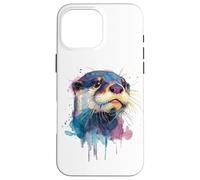 Womens Girls Watercolor Paint Illustration Sea Otter Lover Case for iPhone 16 Pro Max