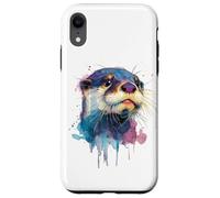 Womens Girls Watercolor Paint Illustration Sea Otter Lover Case for iPhone XR