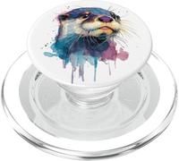 Womens Girls Watercolor Paint Illustration Sea Otter Lover PopSockets PopGrip for MagSafe