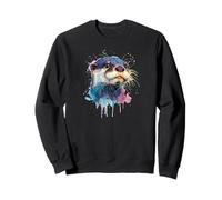 Womens Girls Watercolor Paint Illustration Sea Otter Lover Sweatshirt