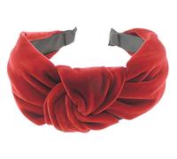 Womens Girls Wide Thick Knotted Top Knot Twist Twisted Velvet Turban Velvet Fabric Winter Accessory Wedding Guest Headpiece Formal Dance Christmas Party Birthday Headband Hair Alice Band (Burgundy)