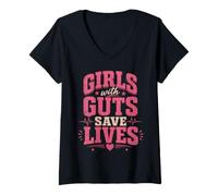 Women's Girls with Guts Save Lives Emts V-Neck T-Shirt