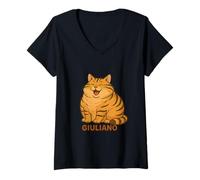 Womens Giuliano The Oat Flake Cat I Don’t Get Angry V-Neck T-Shirt