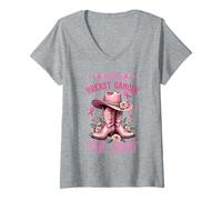 Womens Give Breast Cancer The Boot Cowgirl Cancer Awareness Ribbon V-Neck T-Shirt