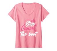 Womens Give Cancer The Boot | Breast Cancer V-Neck T-Shirt