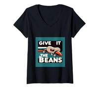 Womens Give It The Beans Energetic Motivation |- V-Neck T-Shirt