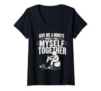 Women's Give Me A Minute While I Pull Myself Together Amputee Funny V-Neck T-Shirt