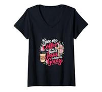 Women's Give me Coffee to get me Started Jesus to Keep me Going V-Neck T-Shirt