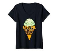 Women's Give Me Ice Cream Or Lose Me Forever | Mint Chocolate Chip V-Neck T-Shirt