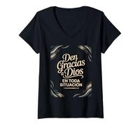 Womens give Thanks in All circumstances - 1 Thessalonians 5:18 V-Neck T-Shirt