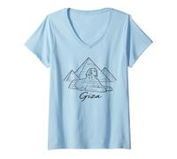 Women's Giza Egypt Pyramids Sphinx Ancient Egyptian Pharaoh History V-Neck T-Shirt